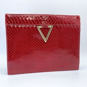 Valentino Garavani Red Clutch with Gold Accent
